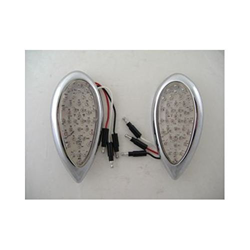 United Pacific Amber Led Tear Drop Running Park Turn Signal Lights/Clear Lens/Chrome Bezel