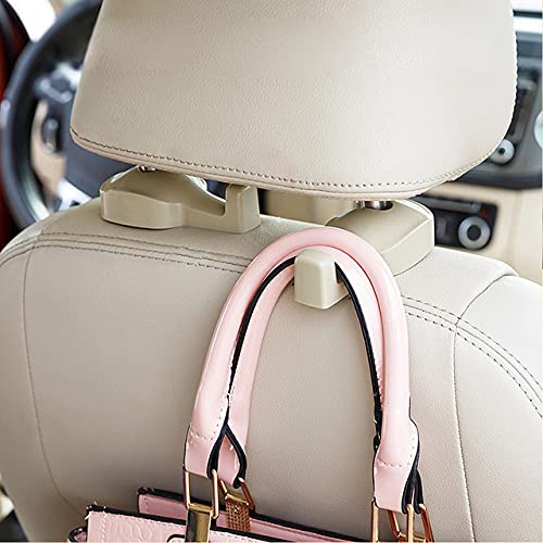 Ipely Universal Car Vehicle Back Seat Headrest Hanger Holder Hook For Bag Purse Cloth Grocery (Dark Beige -Set Of 2)…