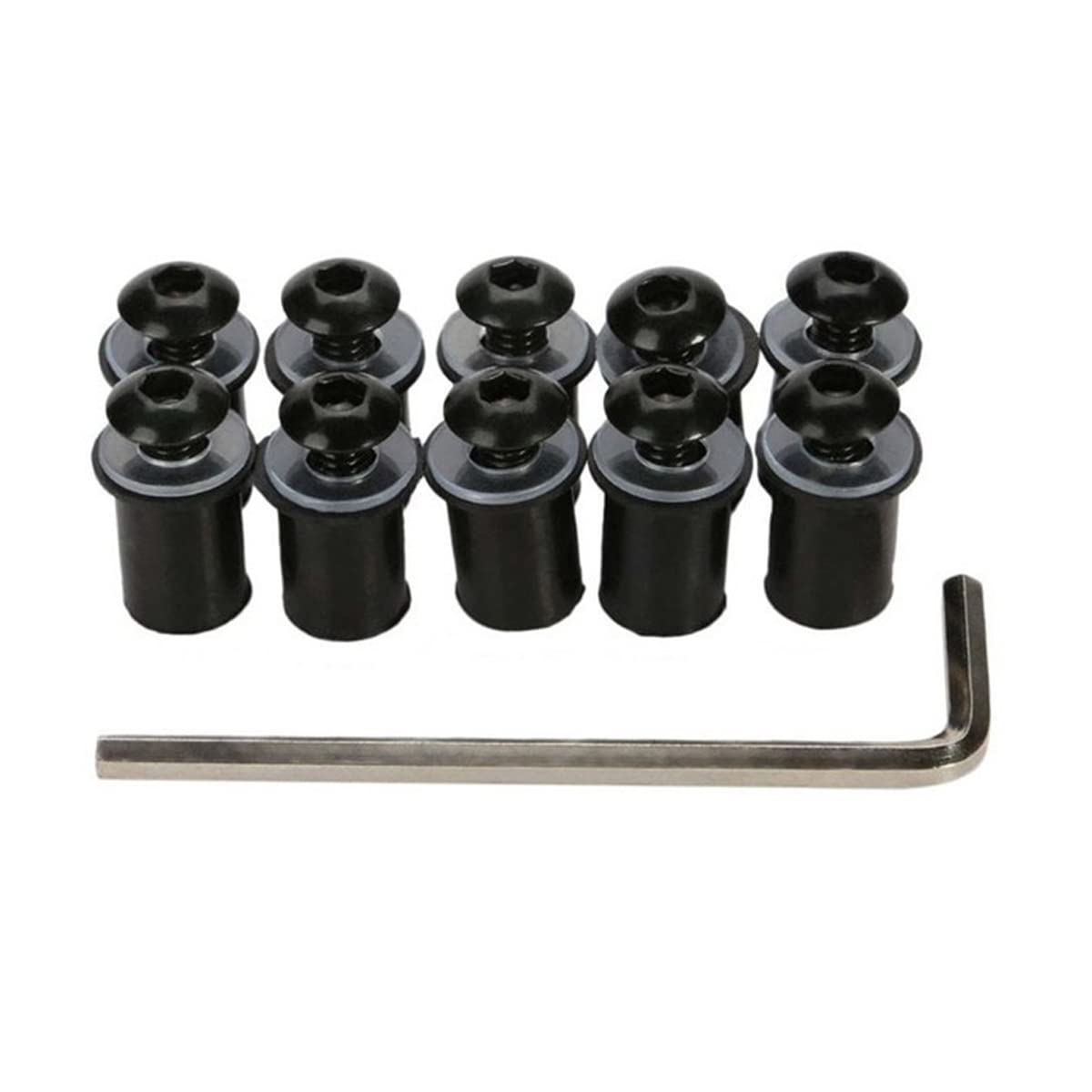 10Pcs Motorcycle Windshield Bolts Screws Kit, Aluminum Alloy Motorbike Windscreen Body Mounting Bolts Nuts, Compatible With Motorcycle Cowls Well Nuts Fairing Fasteners Screw (Black)