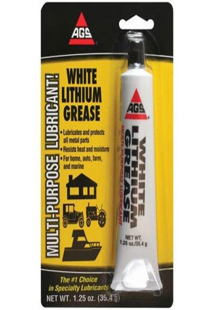 Ags Company White Lithium Grease 1.25 Oz. Tube, Multi-Purpose Lubricant, Long Lasting Heavy Duty Lubrication, Minimizes Friction, Prevents Rust And Corrosion, Water & Heat Resistant