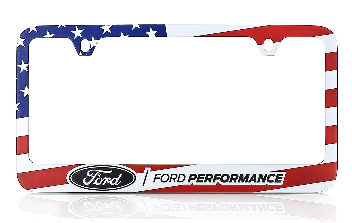 Ford Performance American Flag Patriotic Red White Blue Uv Printed Metal License Plate Frame