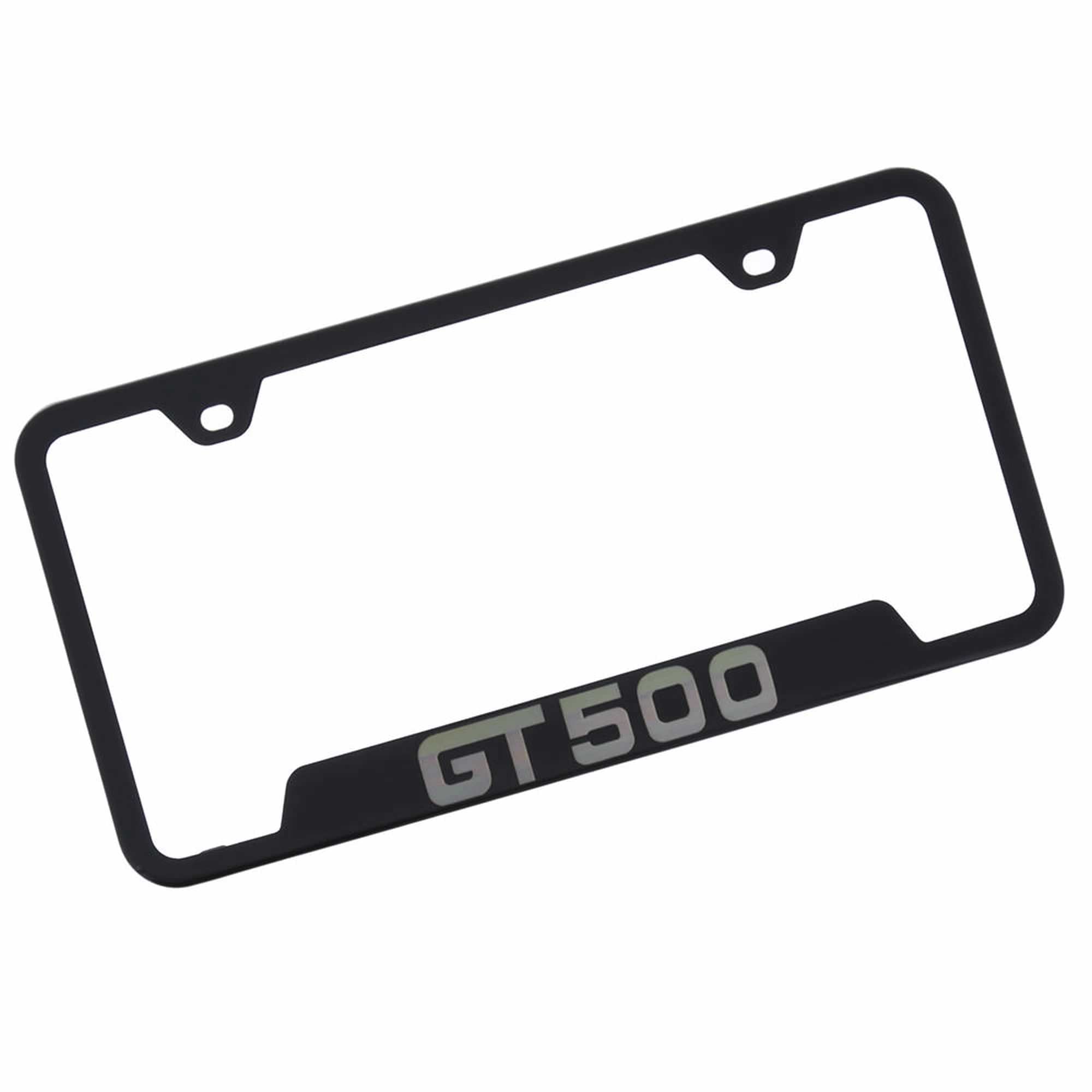 Au-Tomotive Gold, Inc. Officially Licensed Laser Etched Black Cut-Out License Frame For Ford Mustang Gt500