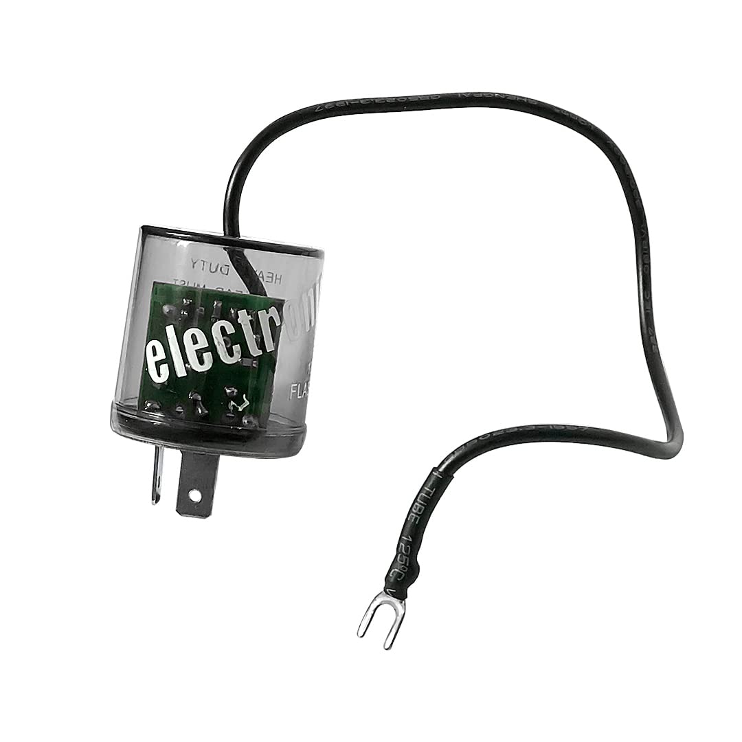 Amfrne 2 Pin Led Flasher, Led Compatible, Fix Turn Signal & Hazard Warn Hyper Flash Flasher, 2 Prong Heavy Duty 12V Led Flasher Relay With Ground Wire, No Load Flasher(Works Without Resistors)