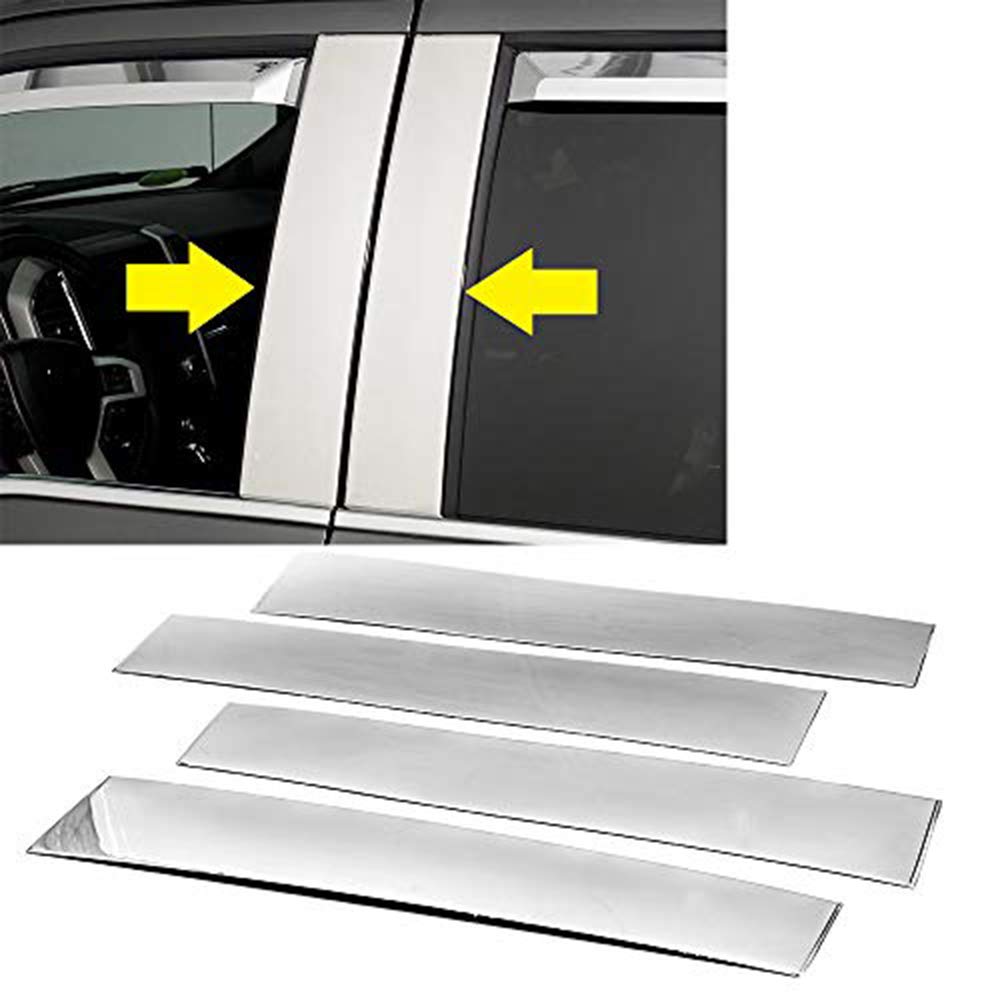Lj International Quality Accessories 4Pcs Set Stainless Steel Door Pillar Moldings Compatible With Ford F-150