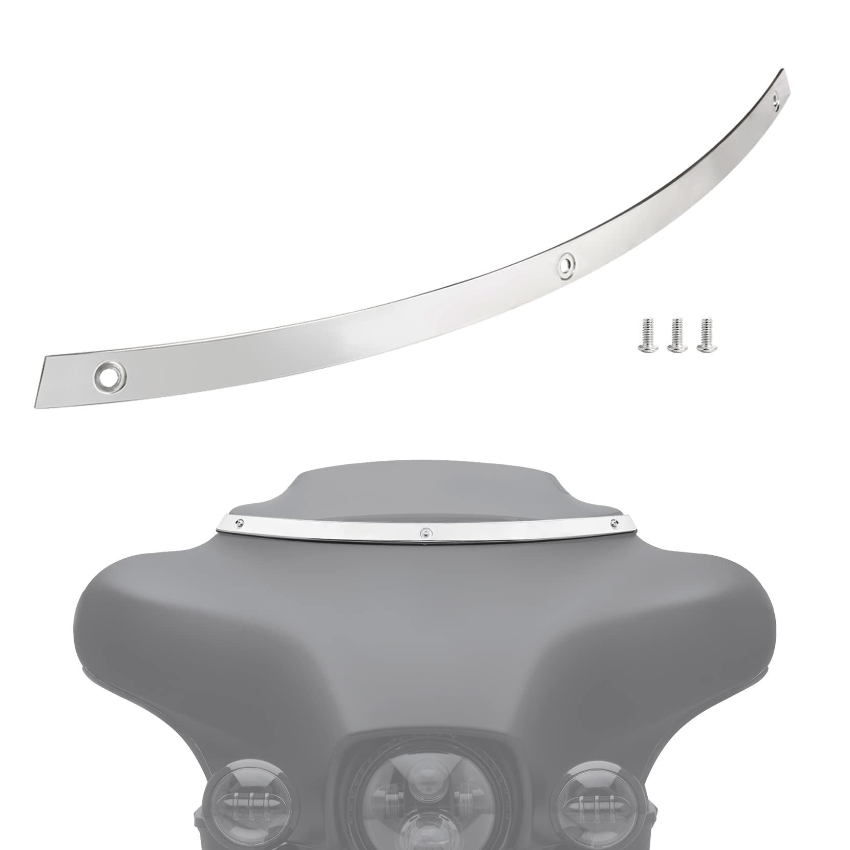 Amazicha Polished Windshield Trim Chrome Compatible For Harley Davidson Touring Street Glide Electra Glide Ultra Limited Tri Glide 1996-2013