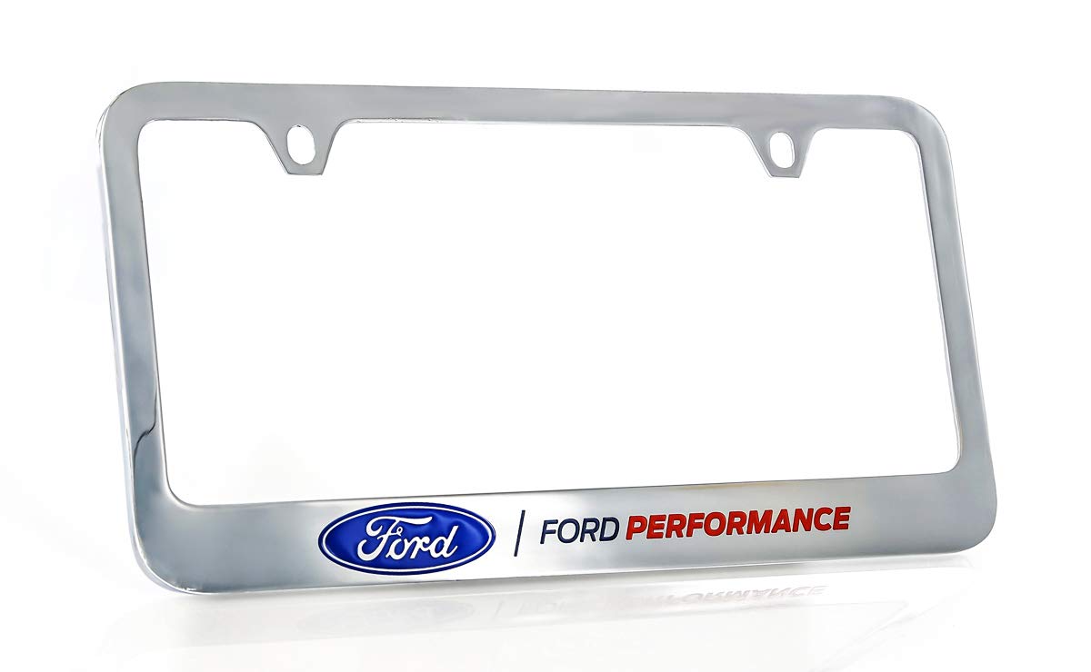 Ford Performance Wordmark Chrome Plated Metal Wide Bottom License Plate Frame Holder