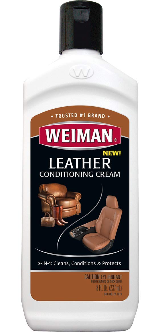 Weiman 3 In 1 Deep Leather Cleaner & Conditioner Cream - Restores Leather Surfaces - Use On Leather Furniture, Car Seats, Shoes, Bags, Jackets, Saddles