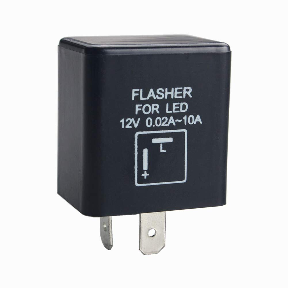 Dewhel 12V 0.02A-10A 2-Pin Cf-12 Automatic Electronic Led Flasher Relay Fix For Turn Signal Light Fast Hyper Flash