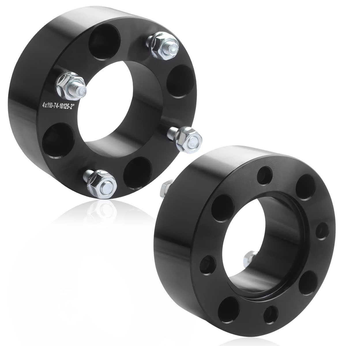 Gasupply Atv 4X110 Wheel Spacers 2 Inch, Black Atv Wheel Adapters Spacers 74Mm Hub Bore 10×1.25 Studs, Compatible With Honda, Suzuki, Bombardier, 2 Pack