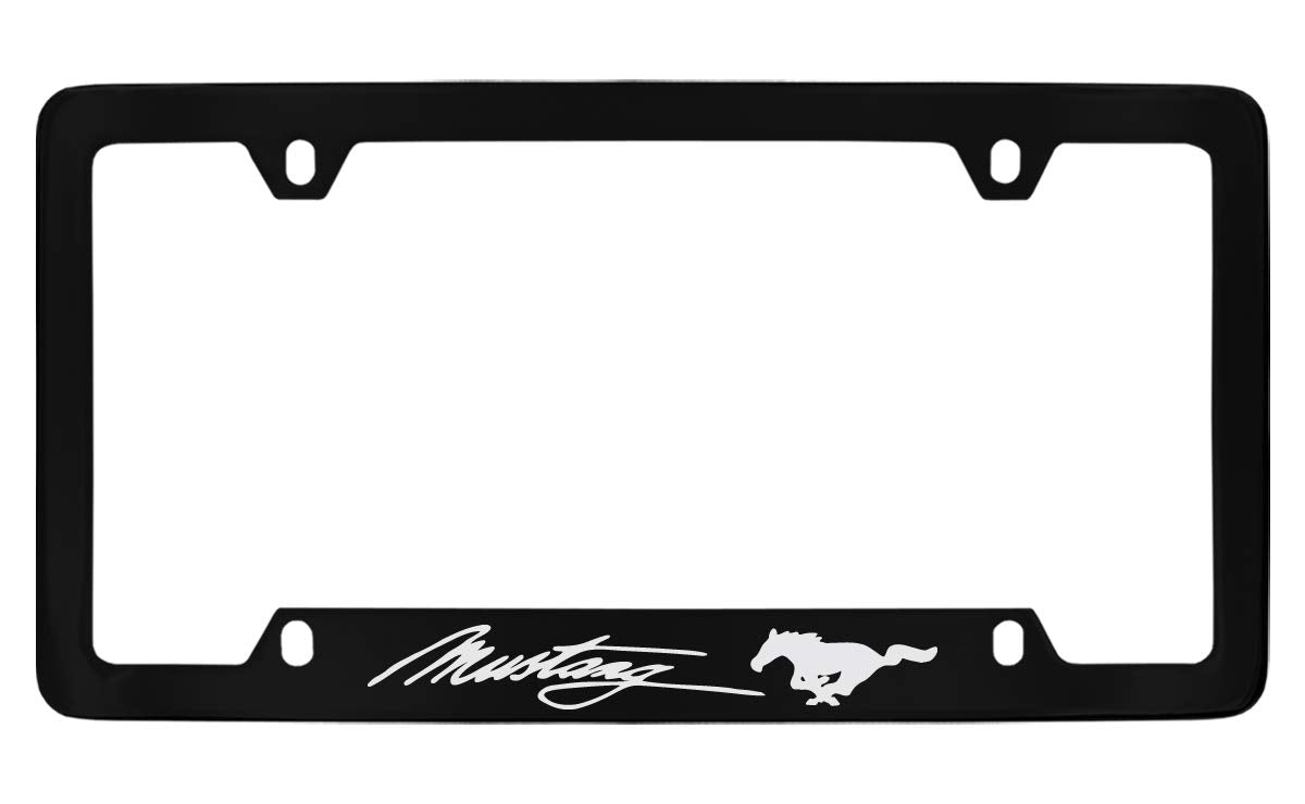 Ford Mustang License Plate Frame Holder … (4 Hole, Black/Bottom)