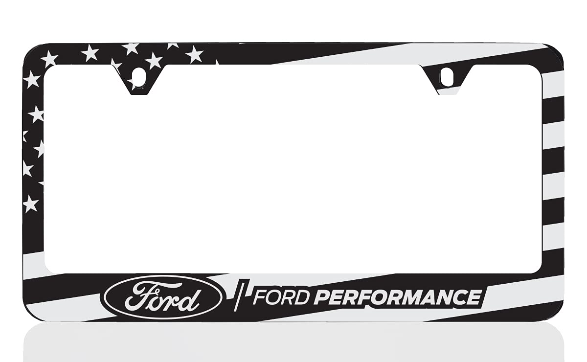 Ford Performance American Flag Patriotic Black Uv Printed Metal License Plate Frame