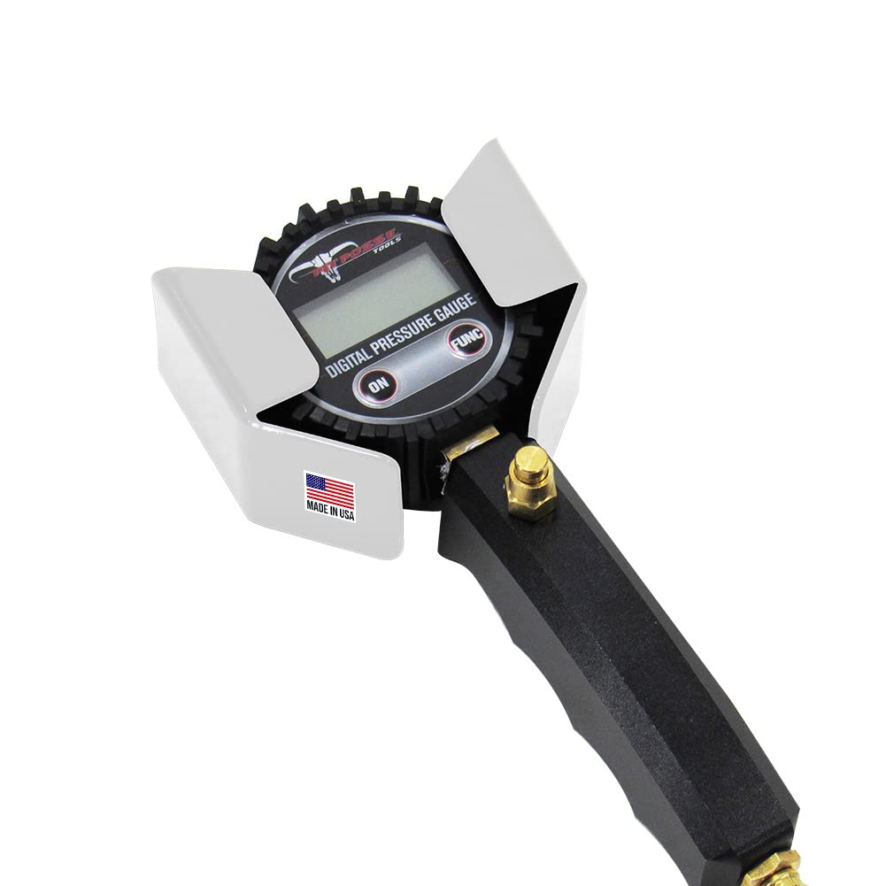 Pit Posse 461 Air Gauge Holder Pouch For Car Enclosed Trailer Garage Shop - Made In Usa - Aluminum Tire Meter Air Pressure Gage Storage Hanger Organizer - 5 Year Warranty (Small/Silver)