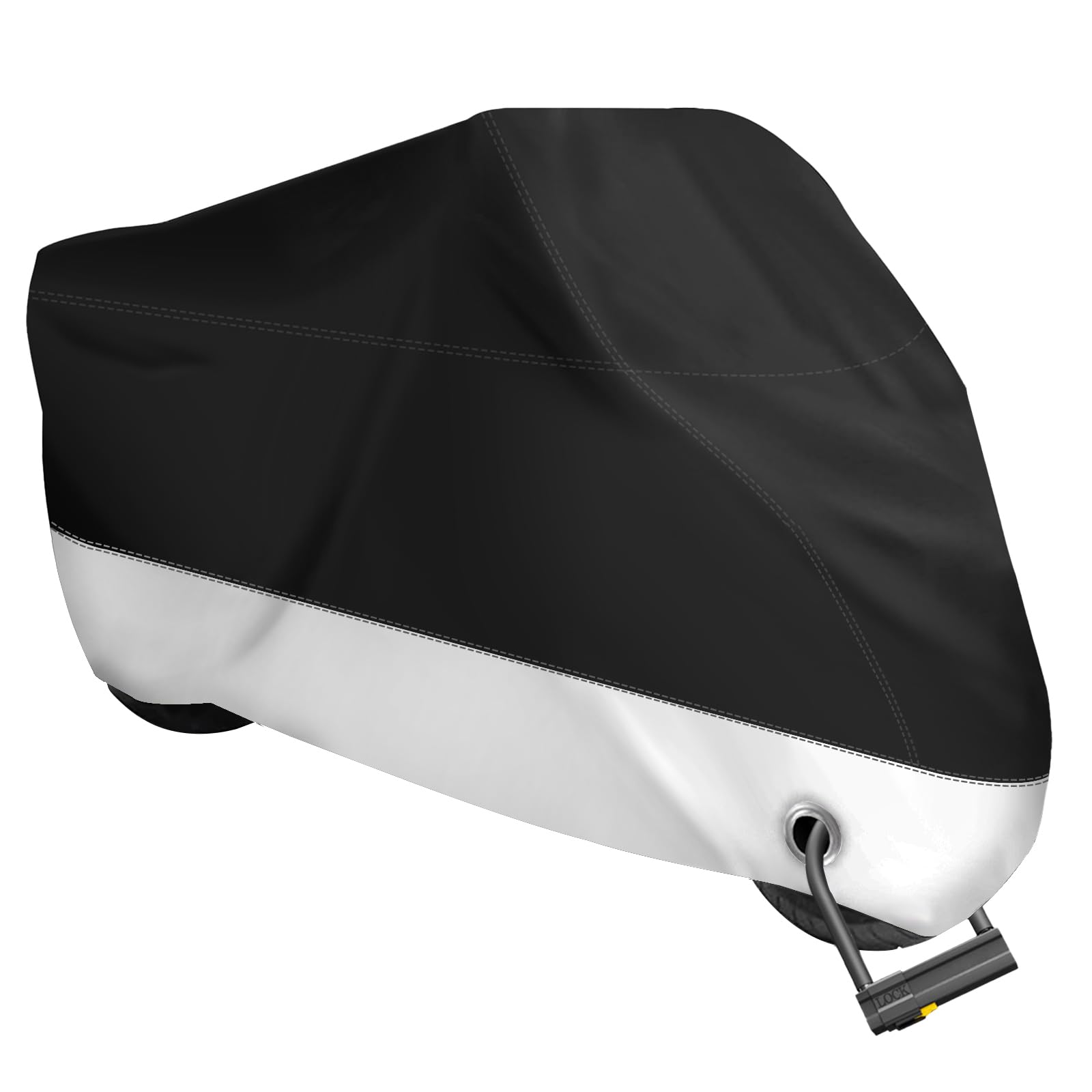 Xyzctem All Season Black Waterproof Sun Motorcycle Cover,Fits Up To 97' Motors (X Large & Lockholes)