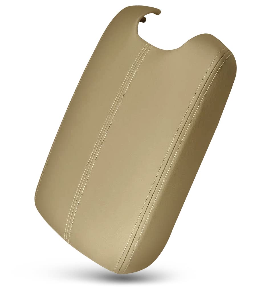 Umishi Center Console Armrest Cover For 2008 2009 2010 2011 2012 Honda Accord Auto Leather Suture Console Lid Cover Replacement (Beige)