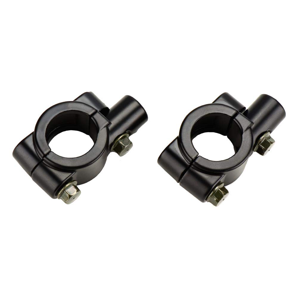 Kemimoto 10Mm 7/8' Universal Motorcycle Black Aluminum Handlebar Mirror Mount Clamps, 2 Pack
