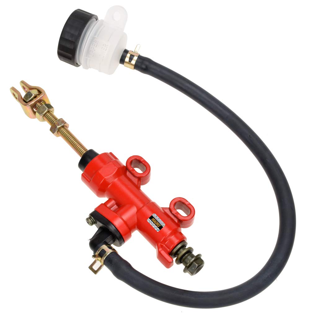 Hiaors Rear Brake Master Cylinder With Reservoir For Powersports 98Cc 3.0Hp Ck100 Kt196 Buggy Go Kart Red