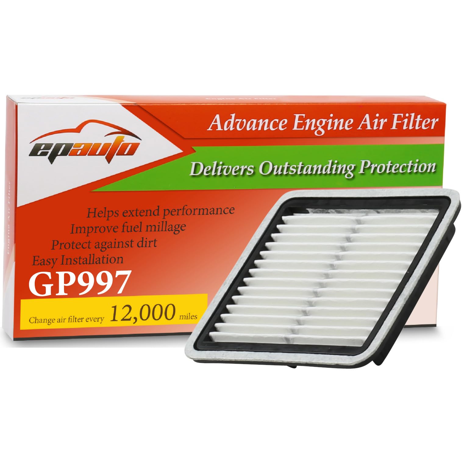Epauto Gp997 (Ca9997) Replacement For Subaru Panel Engine Air Filter For Impreza (2008-2016),Legacy(2005-2019),Outback(2005-2019),Wrx(2015-2018),Forester(2009-2018),Tribeca(2008-2014)