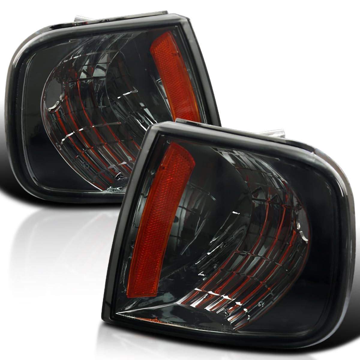 Spec-D Tuning Smoke Lens Corner Lights Compatible With Ford F150 1997-2003, 97-02 Expedition, L+R Pair Assembly