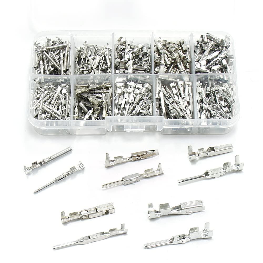 Car Electrical Wire Terminal 1/1.5/1.8/2.2/2.8/3.5Mm Auto Electric Connector Non-Insulated Plug Removal Male Female Crimp Pins (Color Name : 290Pcs Sample)