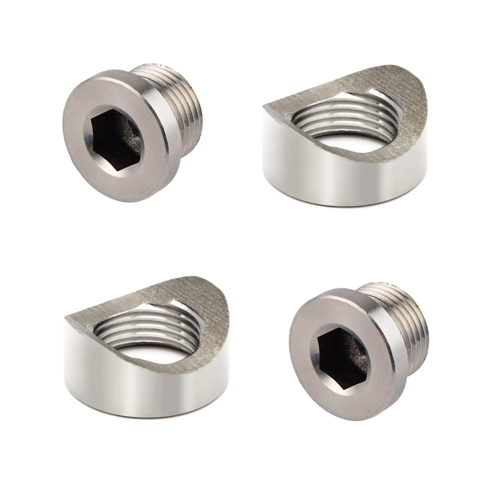 I Little Bamboo O2 Sensor Bung, Stainless Steel Oxygen Sensor Mounting Bungs And Plugs, M18 X 1.5 Thread Notched Style Oxygen Sensor Fitting Bungs, Suitable For 1.5-2 Inch Pipe- 2 Bungs/2 Plugs