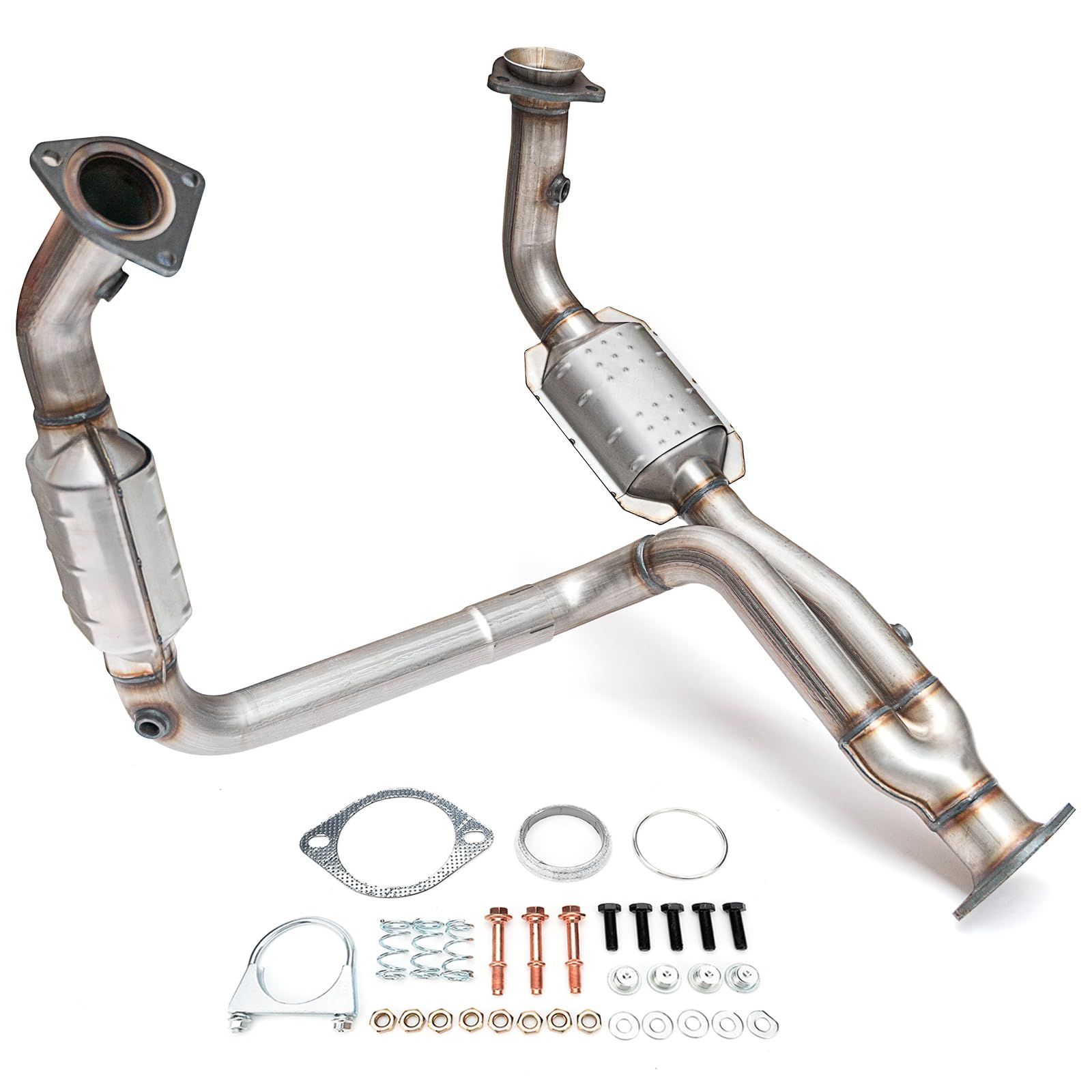 Fomiuzy High Flow Front Catalytic Converter Kit Direct-Fit Chevy Silverado Gmc Sierra 1500 1999 2000 2001 2002 2003 2004 2005 2006 Avalanche Suburban Tahoe Yukon Xl Cadillac Escalade 4.3L 4.8L 5.3L