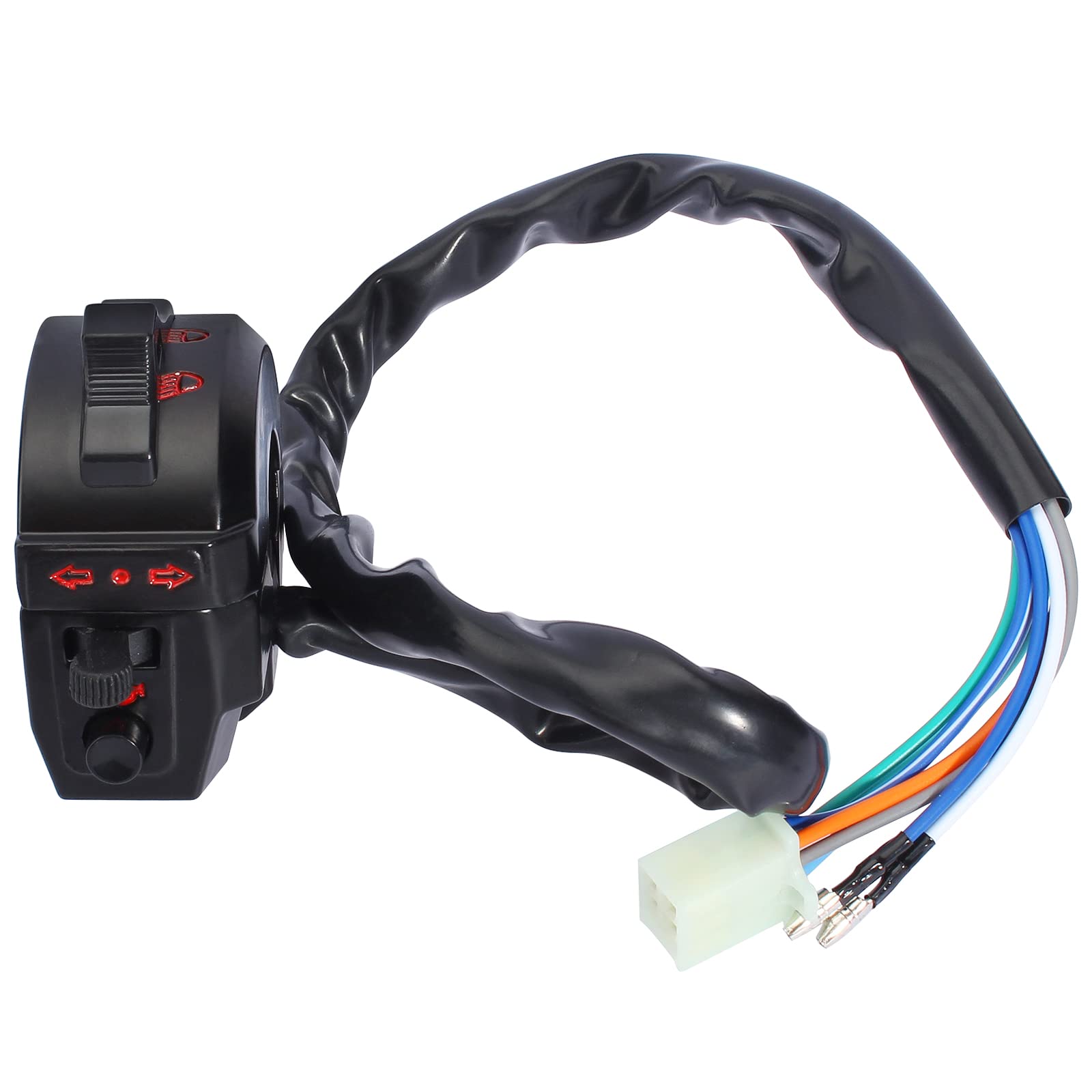 Qazaky Universal Control Turn Signal Horn Function Head Light Low High Beam Left Switch For 7/8Inch 22Mm Handlebar Motorcycle Motorbike Atv Dirt Bike Scooter Suzuki Yamaha Kawasaki Kymco Polaris