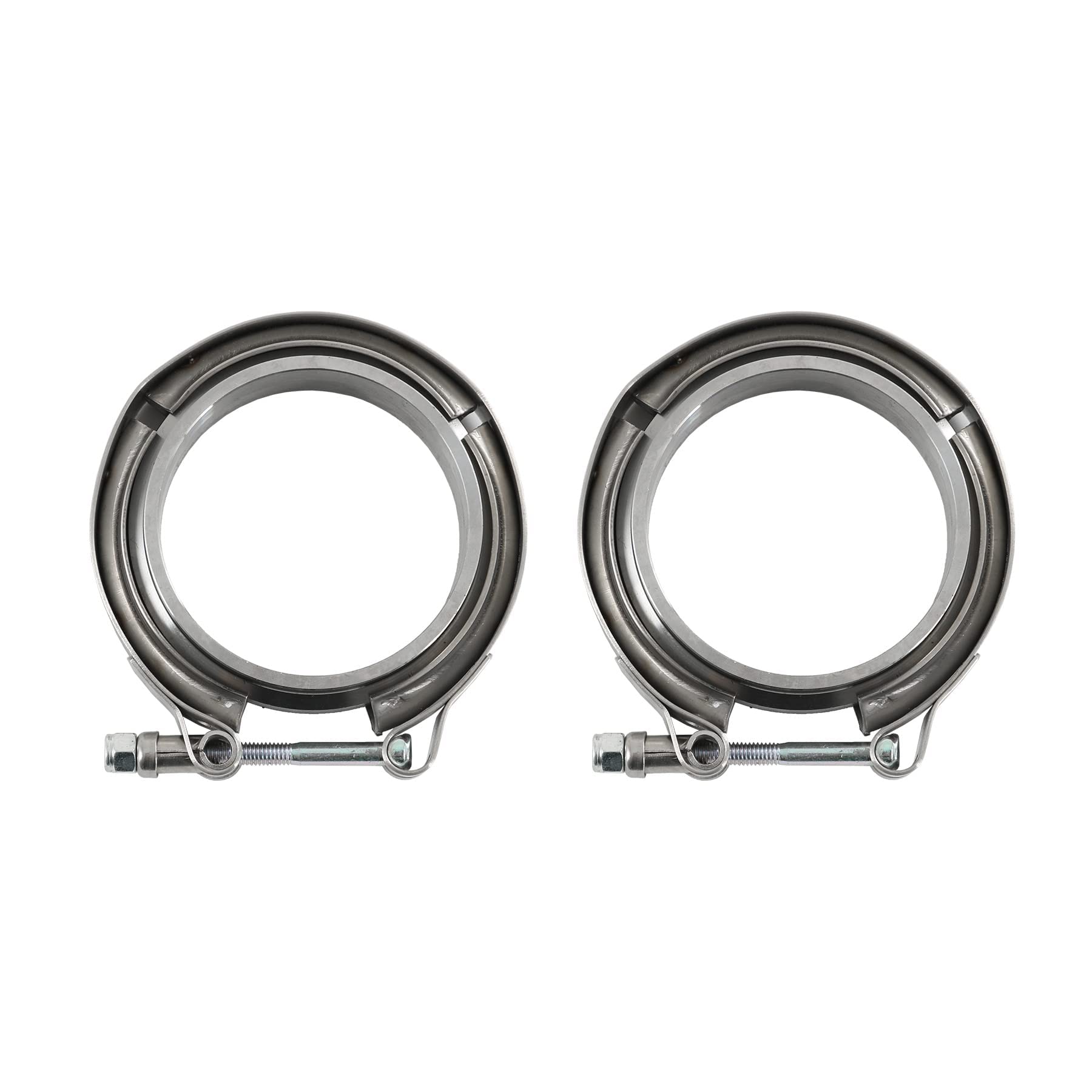 Jdmspeed New 3' V-Band Flange & Clamp Kit 2 Pcs Stainless Steel Replacement For Turbo Exhaust Downpipes (2)