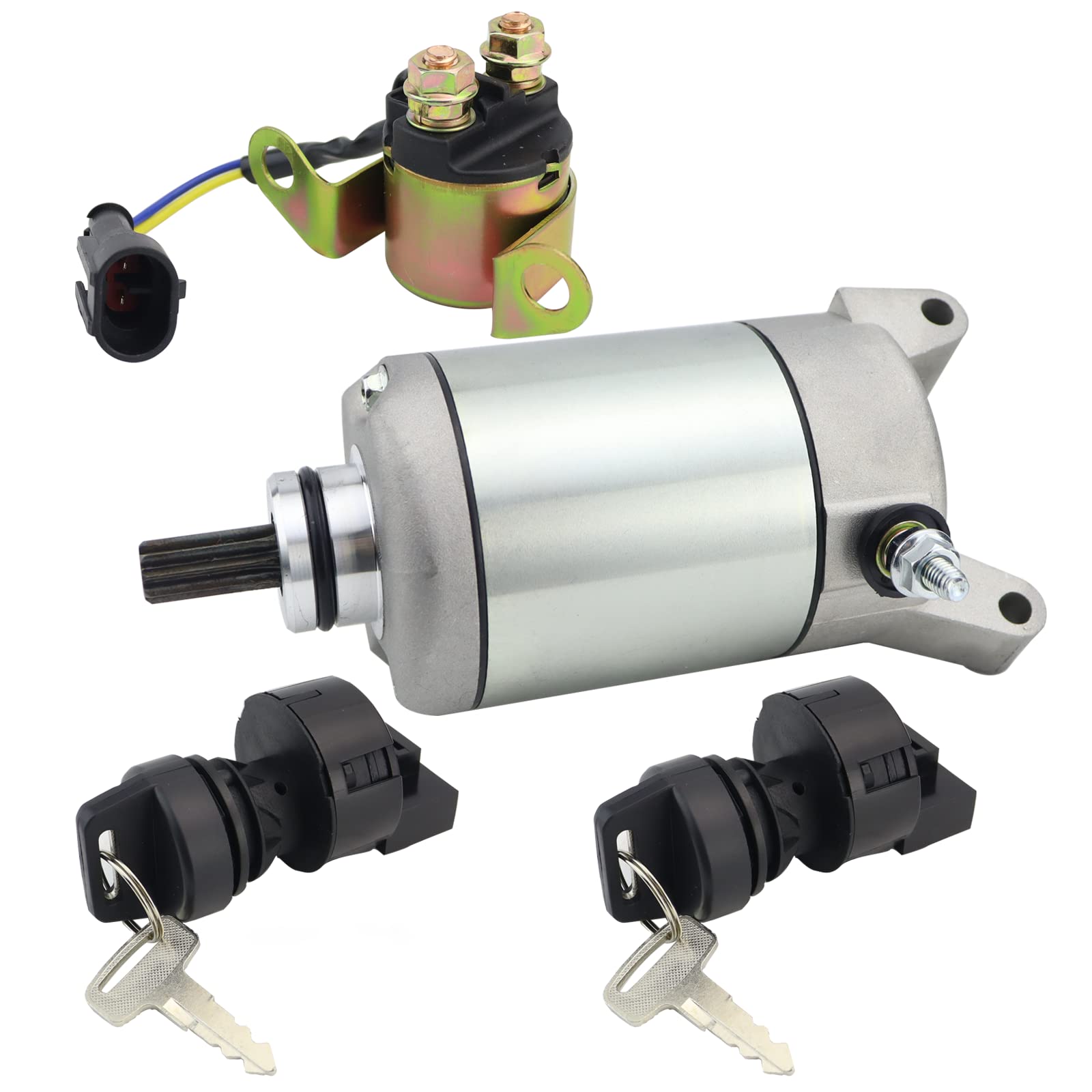 Stabsoli Starter Motor & Solenoid Relay & Ignition Switch For Polaris Sportsman 450 570 2014-2020, Ace 500 570 2014-2019, Ranger 500 570 2014-2021, Rzr 570 2012-2020 4014290 4014909 4013015