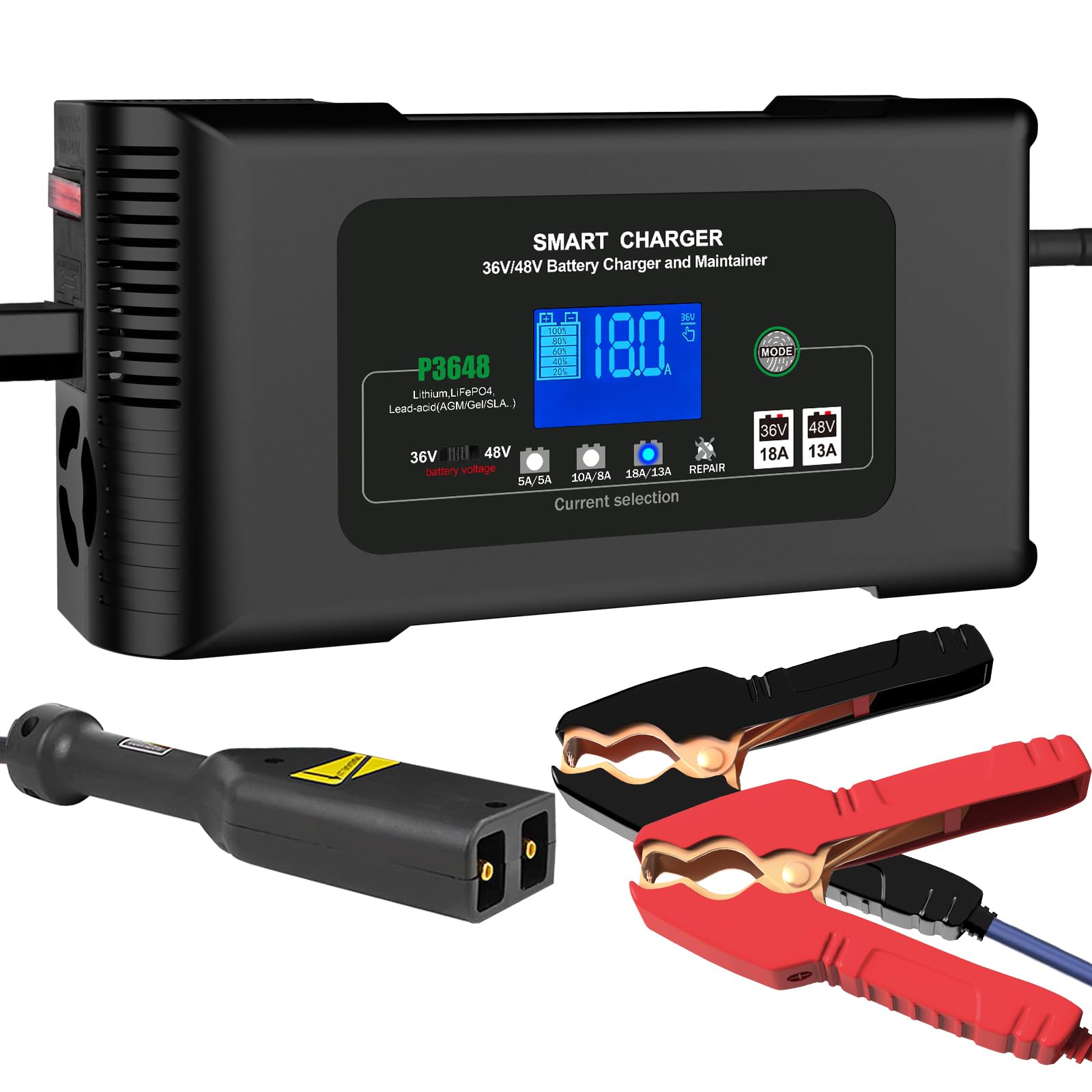 Golf Cart Battery Charger 36V 18A And 48V 13A Trickle Battery Charger,36 Volt Golf Cart Charger,For Ezgo Txt Text With Powerwise,Lithium, Lifepo4, Lead-Acid Agm/Gel/Sla..Battery Charger,D Style Plug