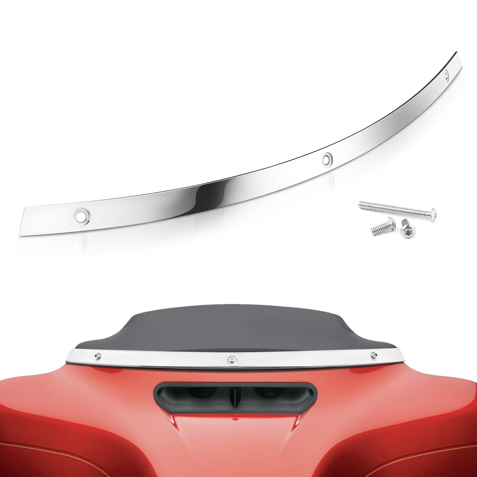 Amazicha Polished Windshield Trim Chrome Windscreen Trim Compatible For Harley Davidson Touring Street Glide Electra Glide Ultra Limited Tri Glide 2014-2024