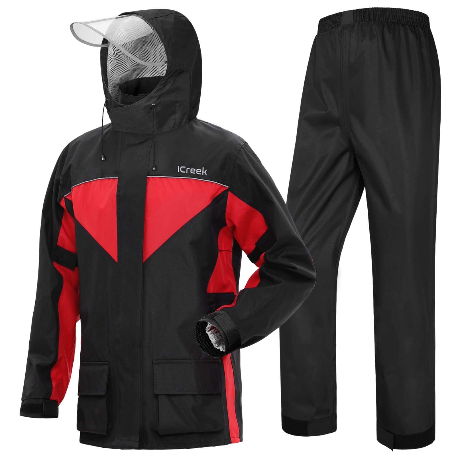 Icreek Motorcycle Rain Suits For Men & Women Waterproof Anti-Storm Raincoat High Visibility Rain Gear For Cycling, Golf, Fishing,Xl