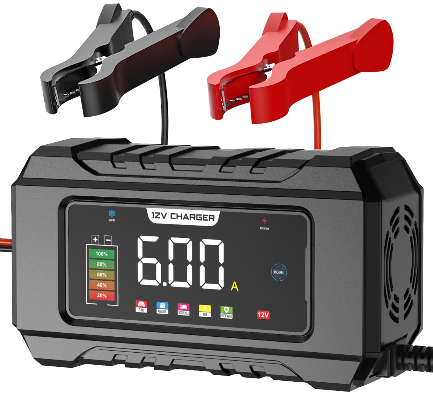 Nexpeak Nc101 Pro 6-Amp Battery Charger, 12V Smart Car Battery Trickle Charger Portable 8-Stage Automotive Battery Charger Maintainer W/Temp Compensation For Car Truck Motorcycle Lawn Mower Boat