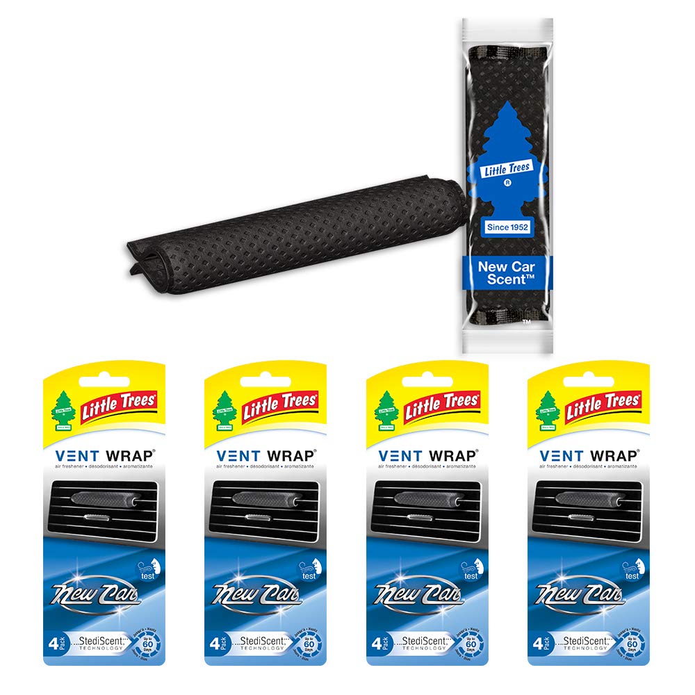 Little Trees Car Air Freshener | Vent Wrap Provides Long-Lasting Scent, Invisibly Fresh! | New Car Scent, 16 Count, (4) 4-Packs