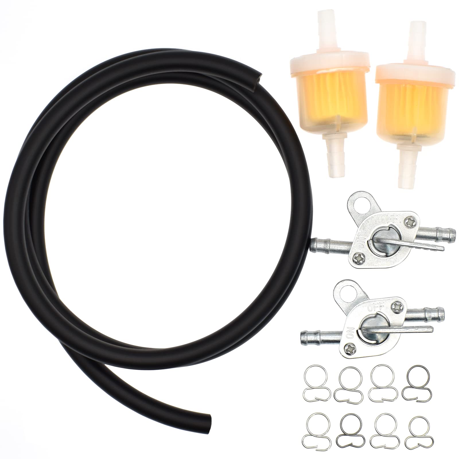 Riyitauto 1/4 Fuel Line Gas Fuel Hose Oil Filter Clamps Inline Fuel Shut Off Valve Petcock Petrol Switch For 50Cc 70Cc 110Cc 125Cc 150Cc 250Cc Baja 90Cc Ba150 Chinese Atv Apollo Pit Dirt Bike Go Kart