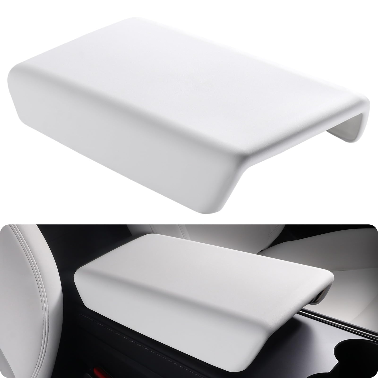Basenor 2025 Upgrade Tesla Model 3 Model Y Center Console Cover Non-Slip Tpu Armrest Cover [No Logo] Protector Armrest 2017-2024 Tesla Accessories White (Not Compatible With 2024 2025 Tesla Model 3)