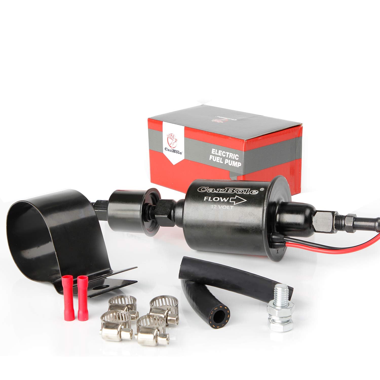 Carbole Universal Micro Electric Fuel Pump Inline Low Pressure Pump E8012S 12V, 5-9 Psi,30 Gph,5/16 Inch