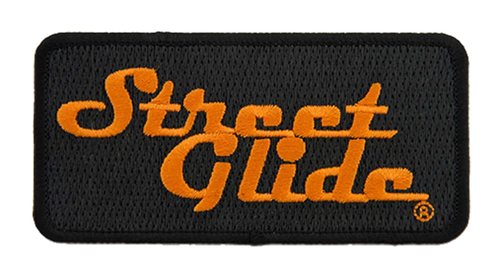 Harley-Davidson 4 In Embroidered Street Glide Emblem Sew-On Patch - Black/Orange
