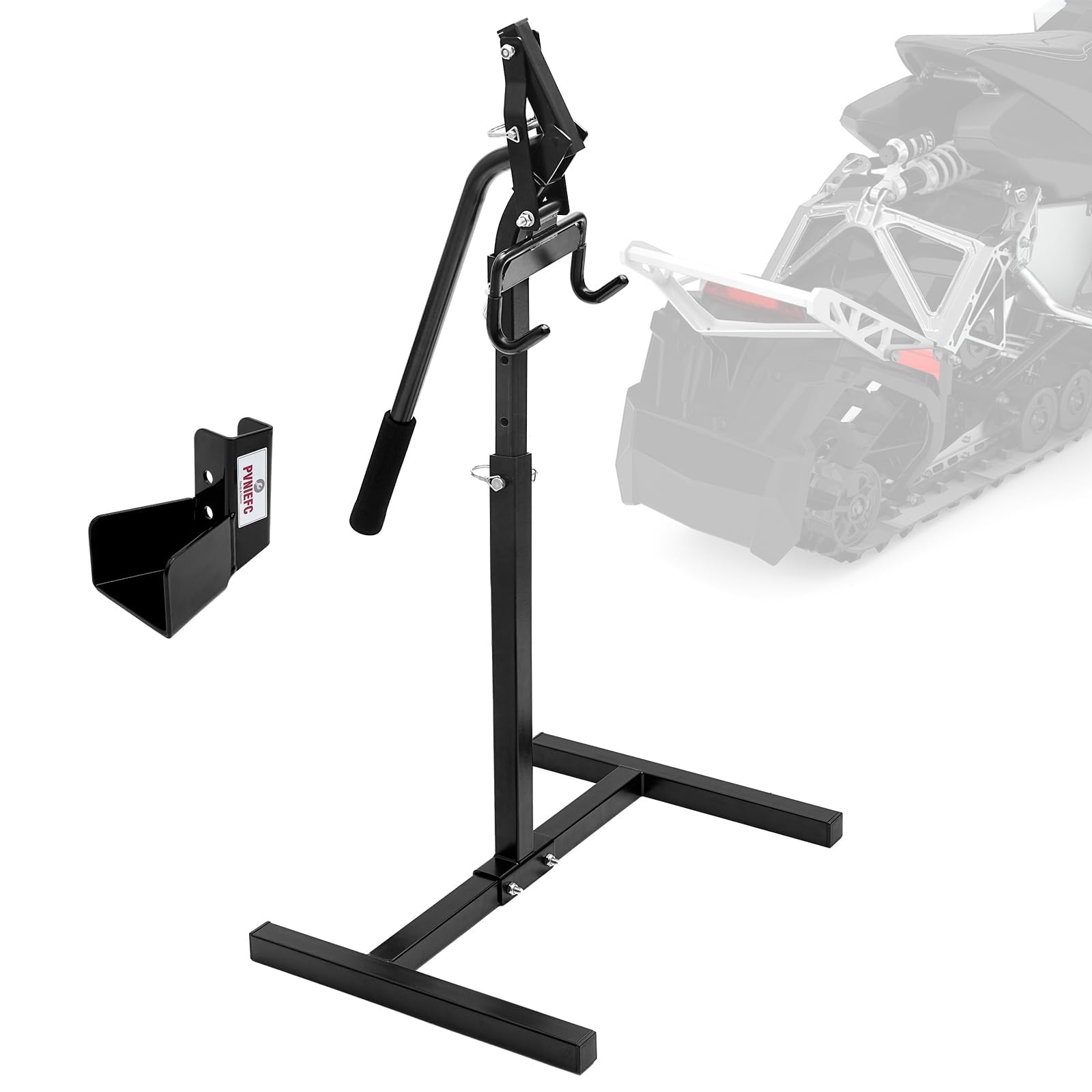 Pvniefc Snowmobile Lever Lift Stand With Handlebar Cup, Max 32' Bumper Lift Height, Easy Sled Lift Stand For Garage Storage, Supports Up To 600 Lbs. Snowmobiles