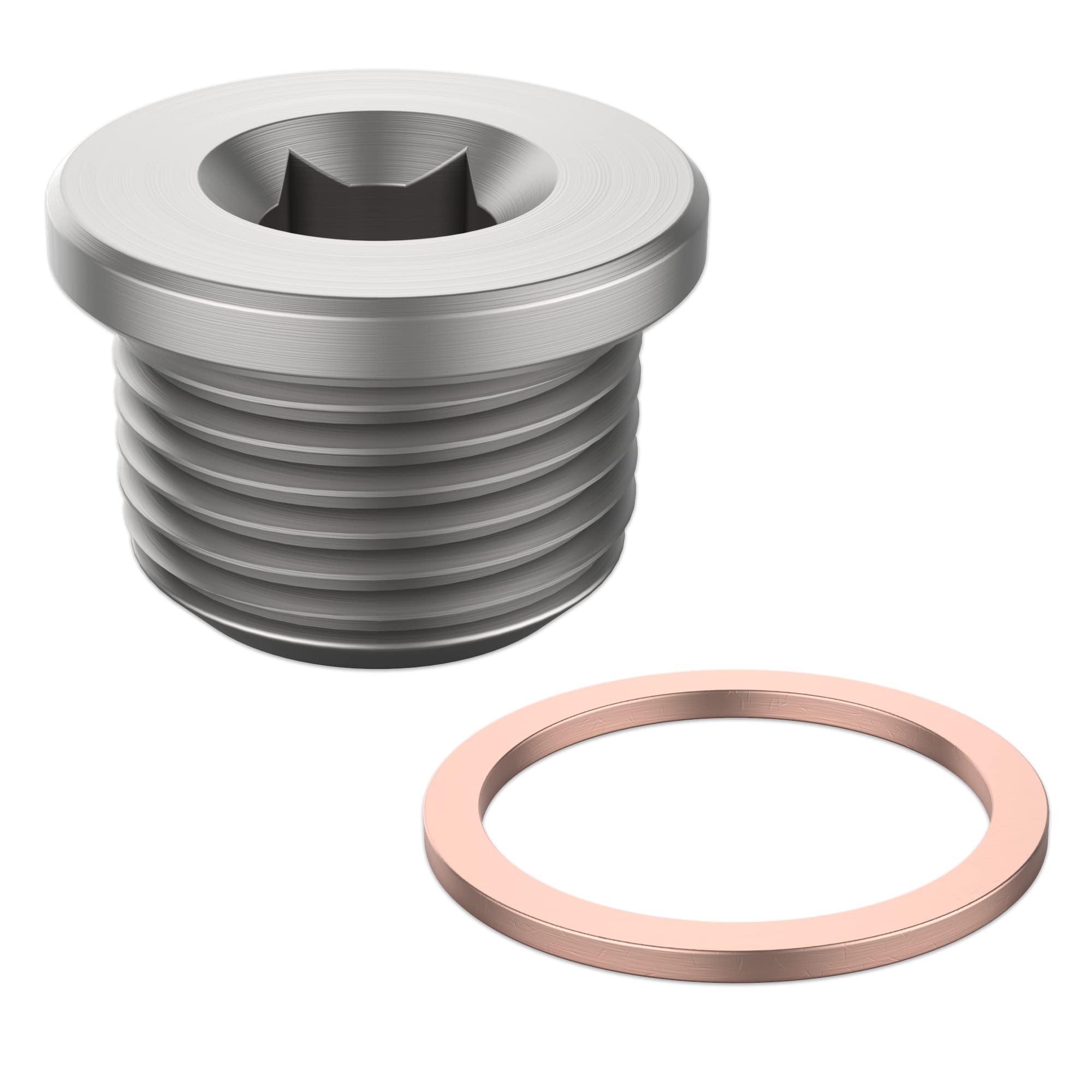 O2 Oxygen Sensor Plug Standard With Copper Washer M18 X 1.5 - Universal Fit With Inner Hex Head