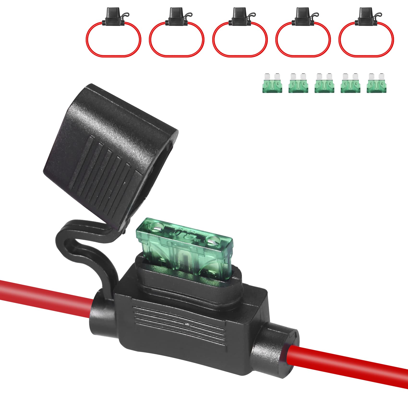 Muyi 6 Pack 12Awg Inline Fuse Holder 12 Volt Tinned Copper Wire Pigtail Waterproof Ip67 Marine Automotive Fuse Block Relay With 30 Amps Atc/Ato Blade Fuses
