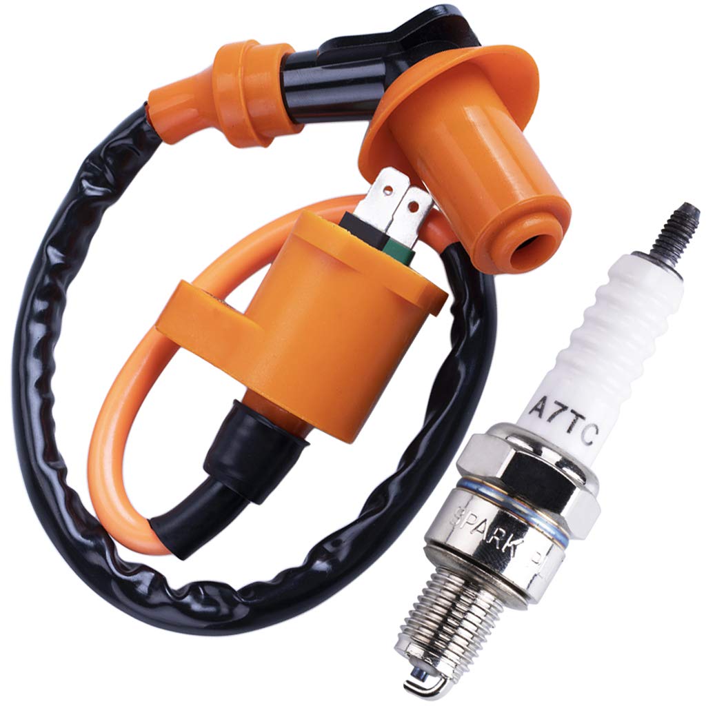 Cncmotok High Performance Racing Ignition Coil Electrode Spark Plug For Chinese 50Cc 125Cc 150Cc Gy6 Moped Scooter Atv Go Kart