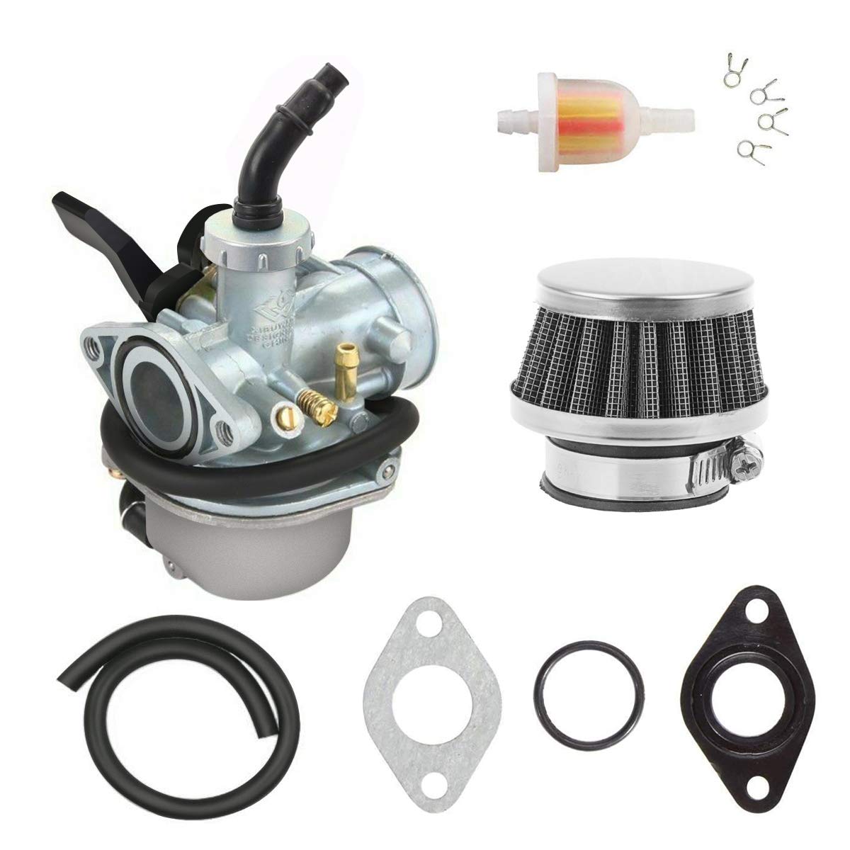 Pz19 Carburetor For Taotao Kazuma Baja 70Cc 90Cc 110Cc 125Cc Nst Sunl Chinese Quad 4 Stroke Atv Go Kart Pit Dirt Bike Crf50F Xl75 Crf80F Xr50R With Air Fuel Filter