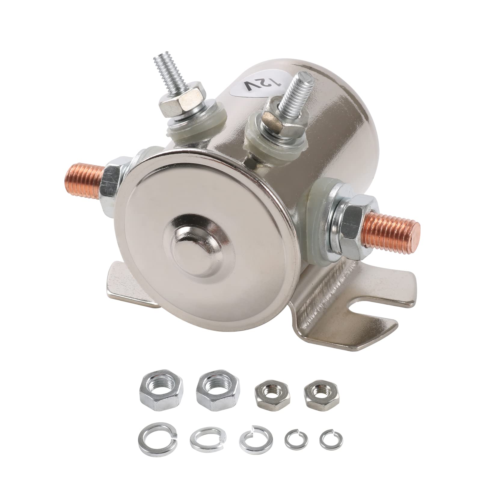 Max 300A 12 Volt Duty Solenoid Relay 4-Terminal For Golf Carts Heavy Duty Winch Marine In Rush Spst 12Vdc 12V Solenoid Relay Nickel-Plating