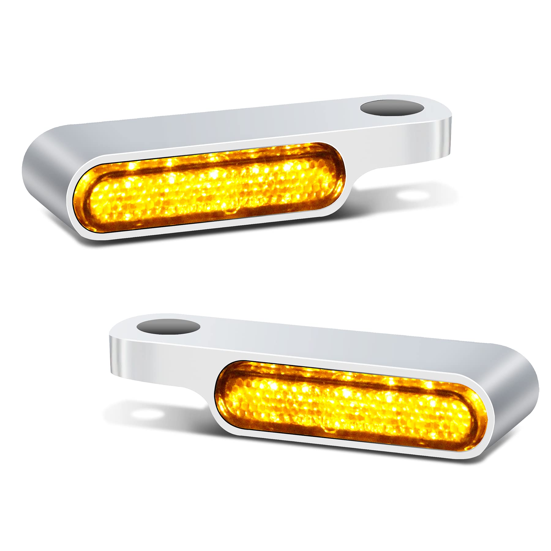 Nthreeauto Led Handlebar Turn Signals Mini Motorcycle Blinkers Front Marker Light Compatible With Harley Sportster Dyna Honda Shadow Kawasaki Vulcan Yamaha V-Star Road Star