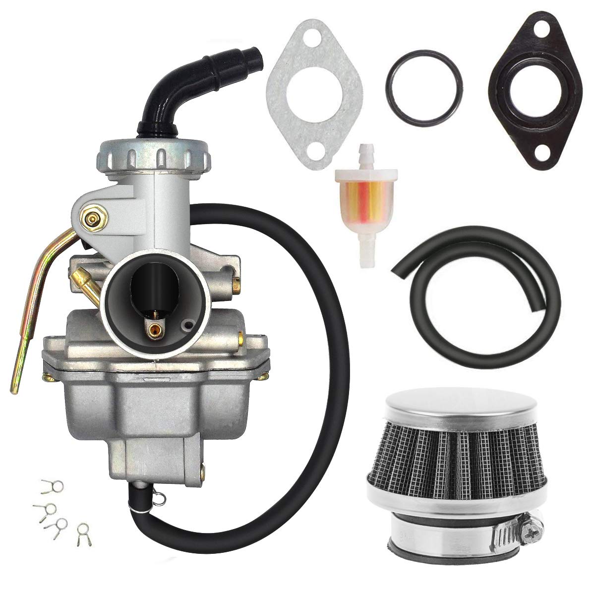 Pz20 Carburetor For Taotao Kazuma Baja 70Cc 90Cc 110Cc 125Cc Nst Sunl Chinese Quad 4 Stroke Atv Go Kart Pit Dirt Bike Crf50F Xl75 Crf80F Xr50R With Air Fuel Filter