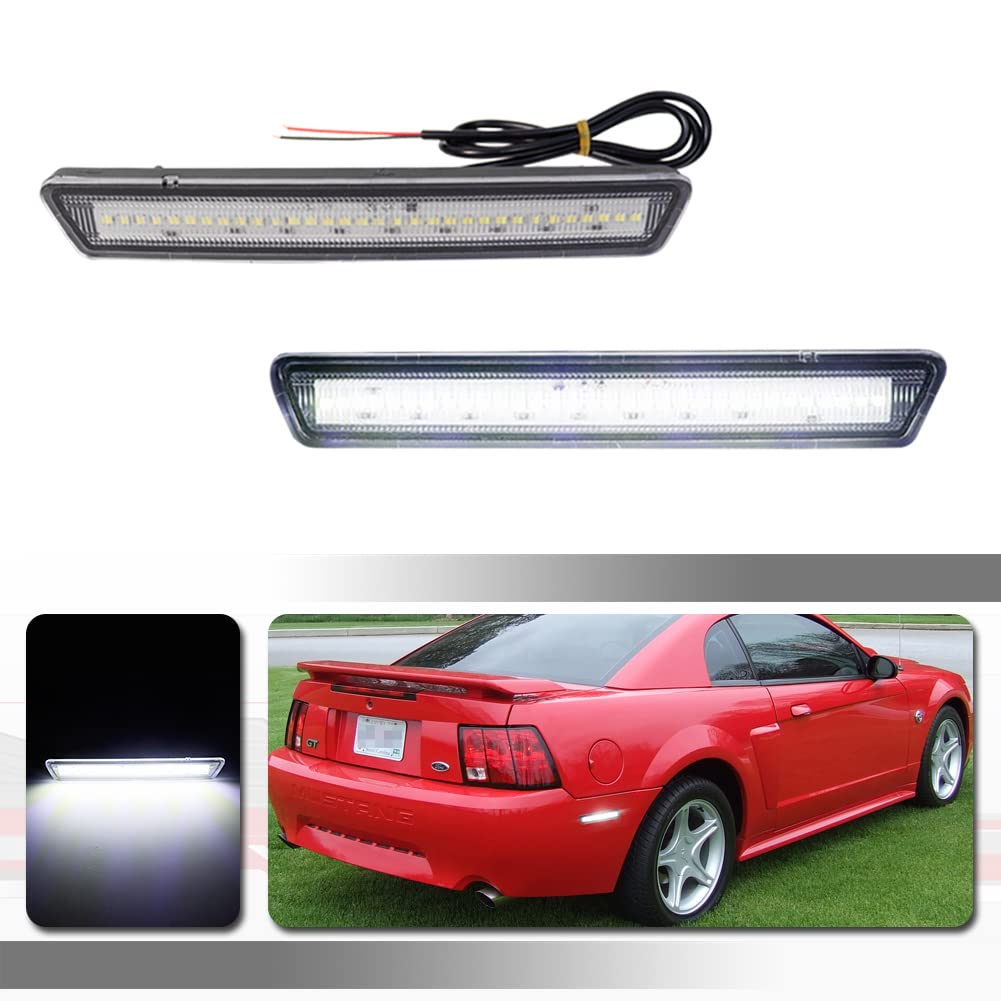 Tonsya For 1999 2000 2001 2002 2003 2004 Mustang Rear Bumper Reflectors Side Marker Lights Housing Smoked Lens