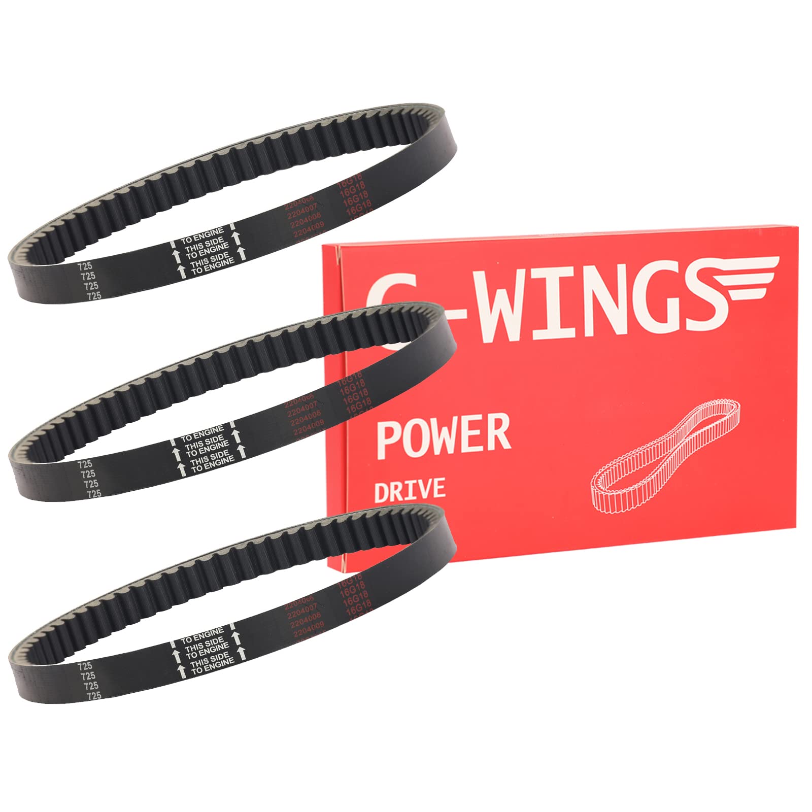 3Pcs 725 Drive Belt For Hammerhead 80T Trailmaster Mid Xrx Mud Head Go Kart 6.5Hp Engine 30 Series Go-Karts 9.110.018-725 9.100.018-725 G-Wings