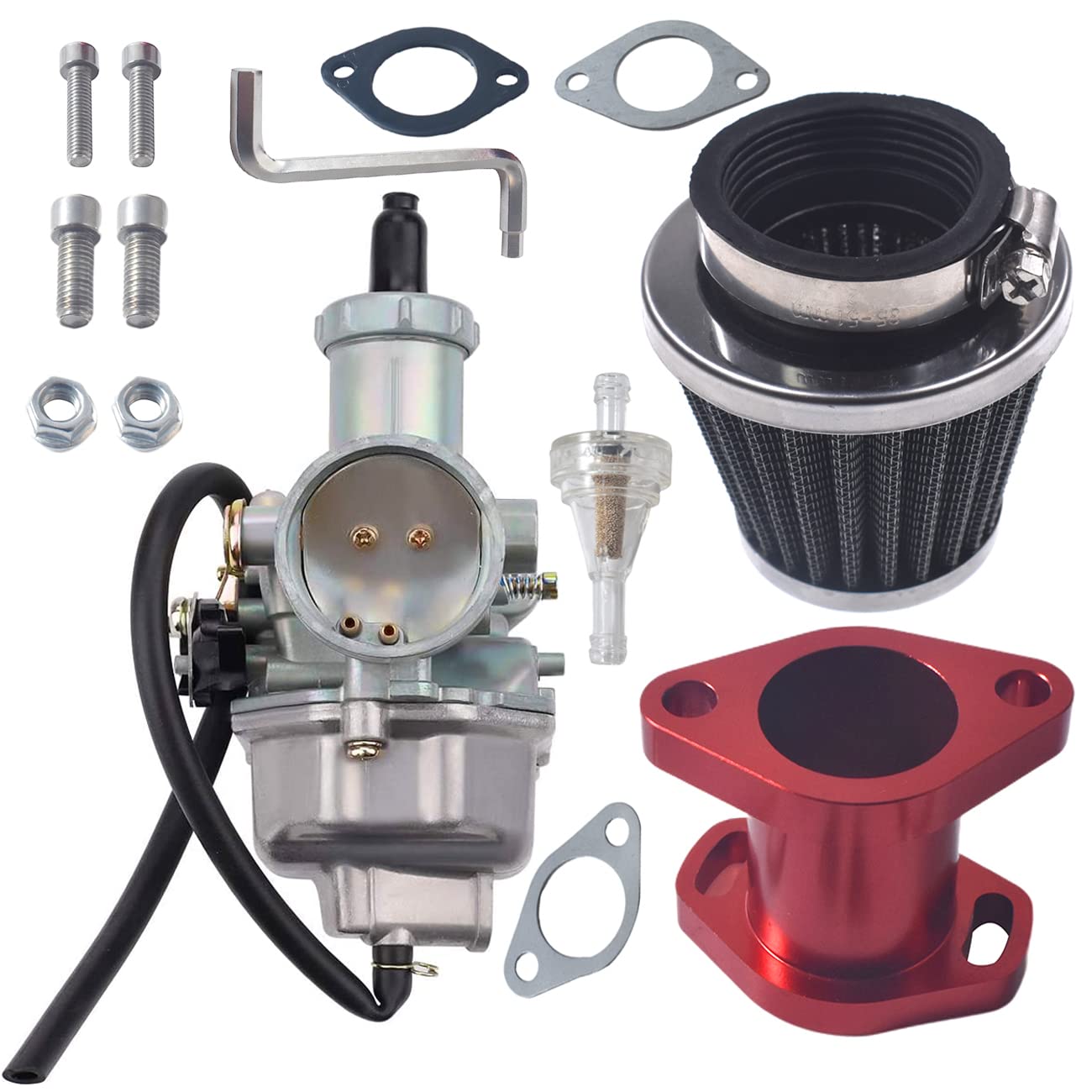 Kanecjdl Vm26 30Mm Pz30 Carburetor Mainfold Intake Inlet Pipe Air Filter For Predator 301Cc 420Cc 13Hp 15Hp Engine Mini Bike Go Kart Silver