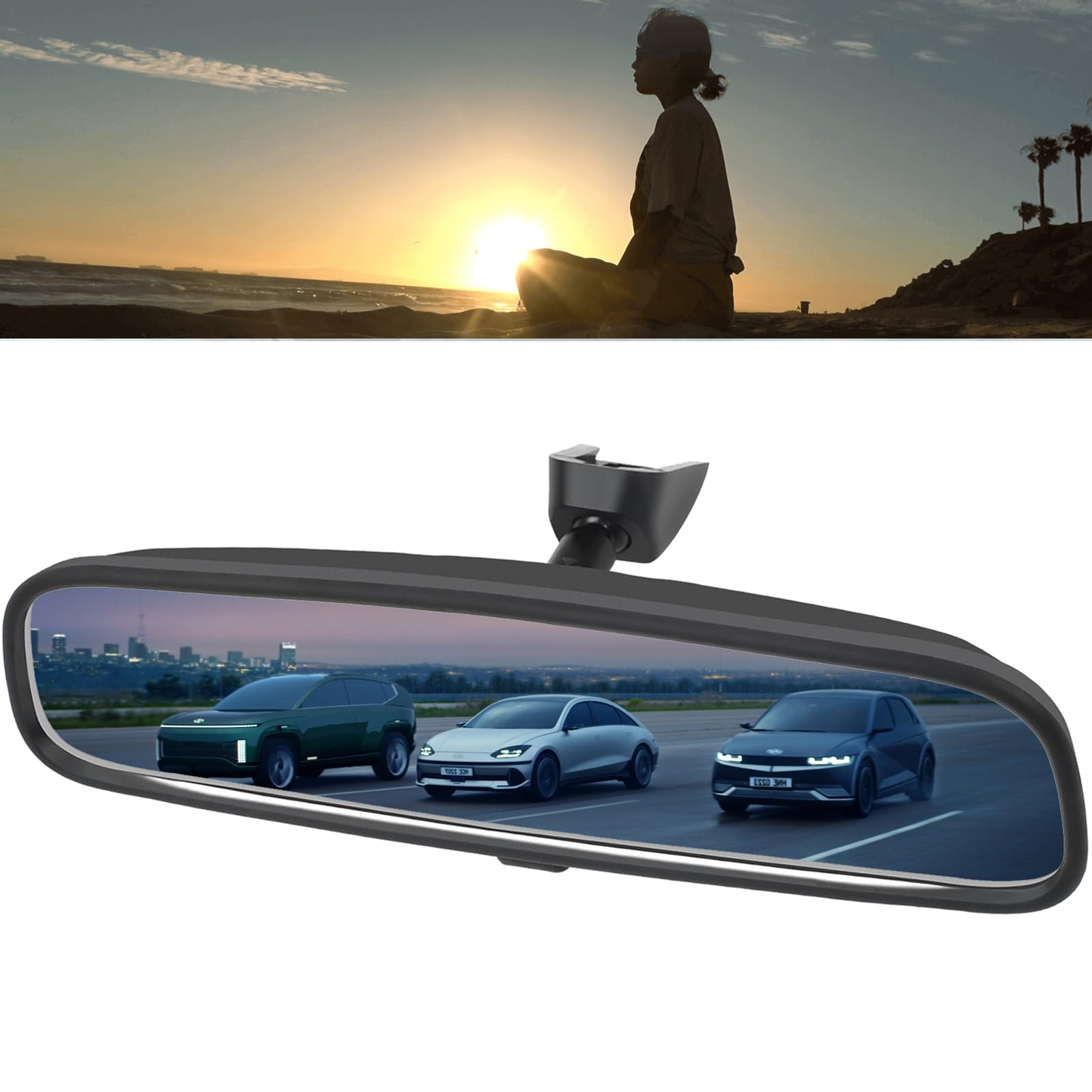 Kia & Hyundai Genuine Rear View Mirror, Interior Rearview Mirror Compatible With Kia Optima K5 Forte Koup Rio Sorento Sportage & Hyundai Elantra Tucson Santa Fe Sonata Equus Kona, Oem Bracket Mount