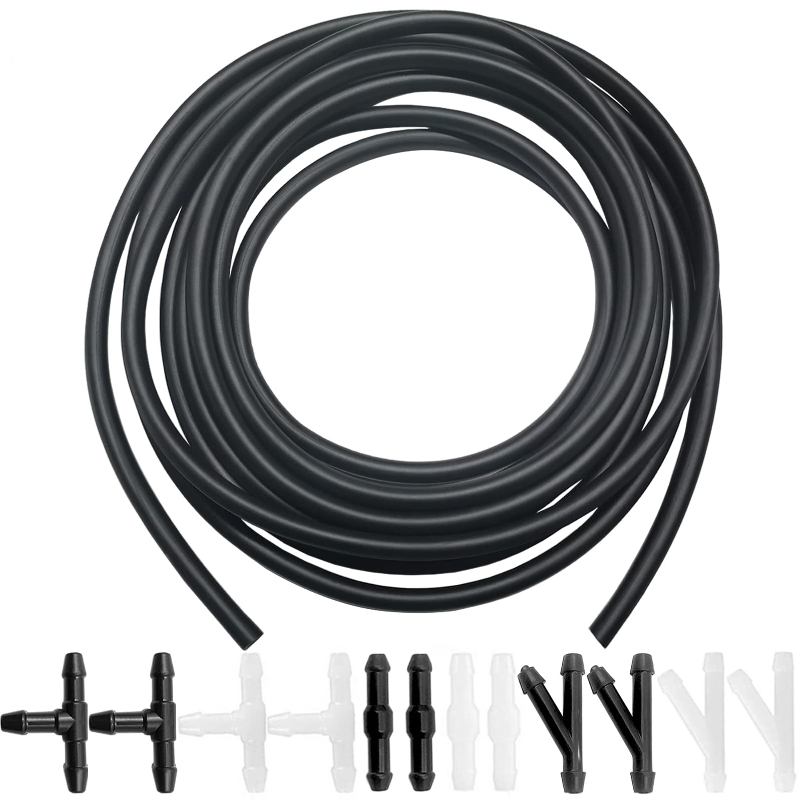 Windshield Washer Hose Kit - Includes 4 Meter Washer Fluid Hose & 12 Pcs Hose Connectors, Compatible With Most Vehicle Windshield Washer Nozzle Installation, For Connecting Car Water Pumps And Nozzles
